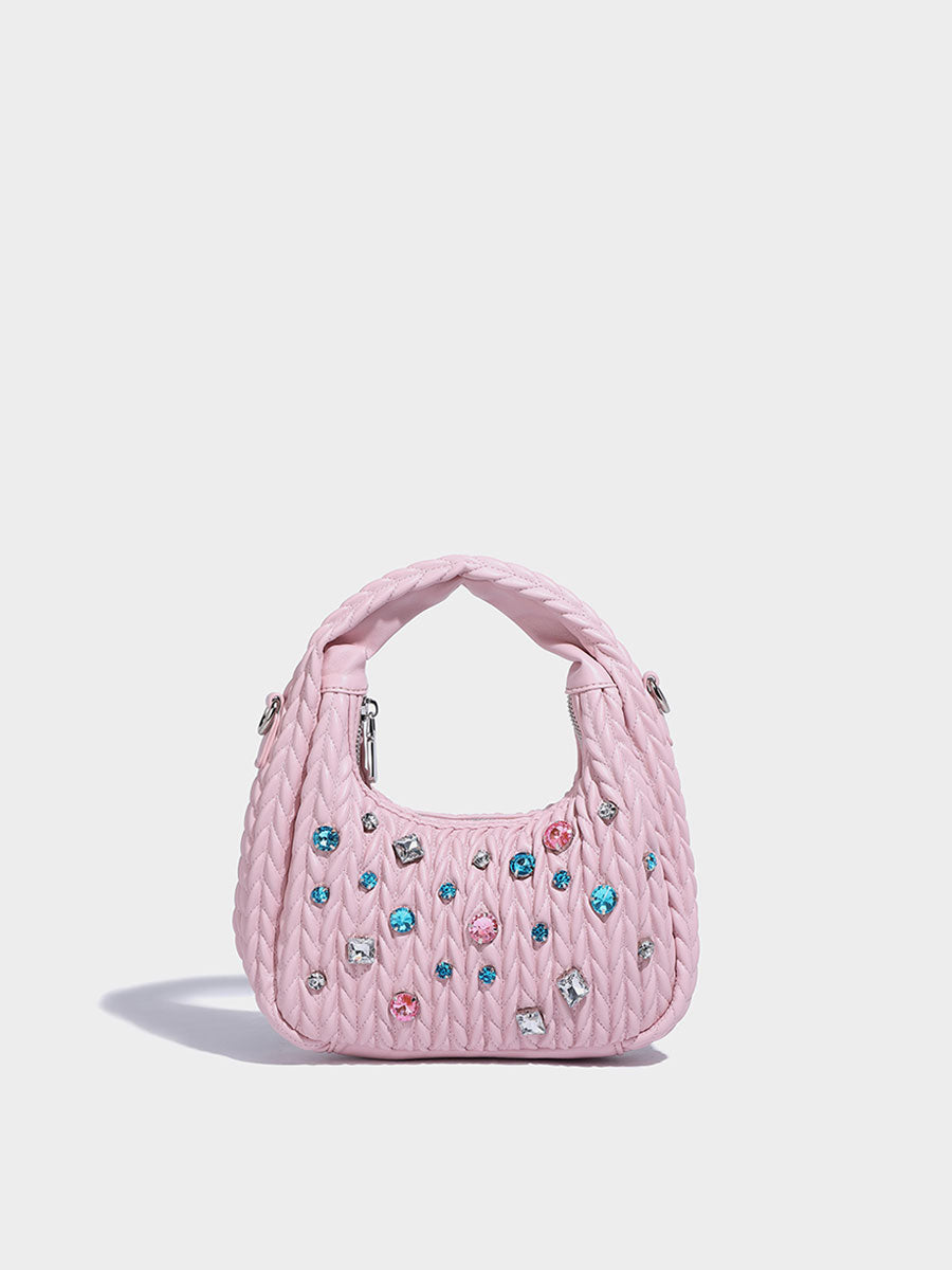 Unique Diamond-Accent Cloud Leather Bag