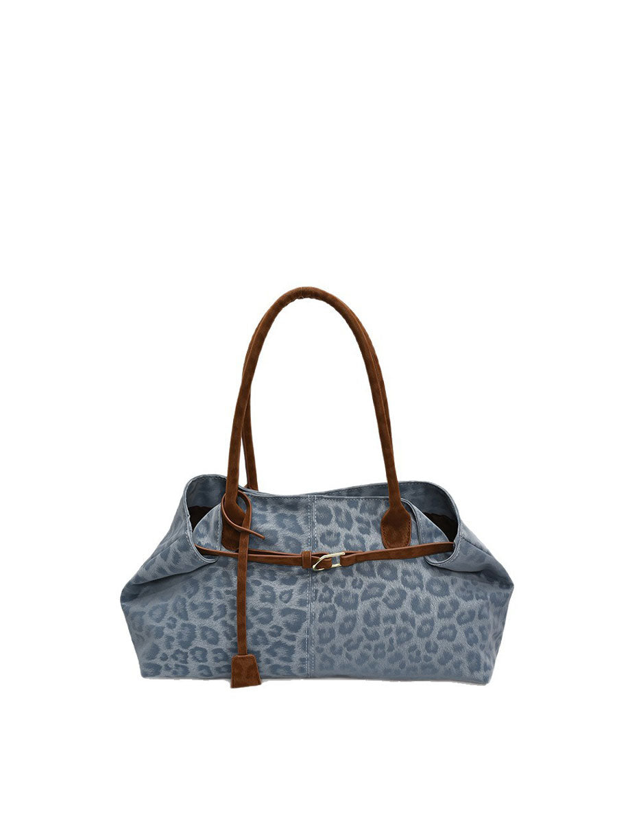 Vintage Leopard Print Baguette Bag Coffee