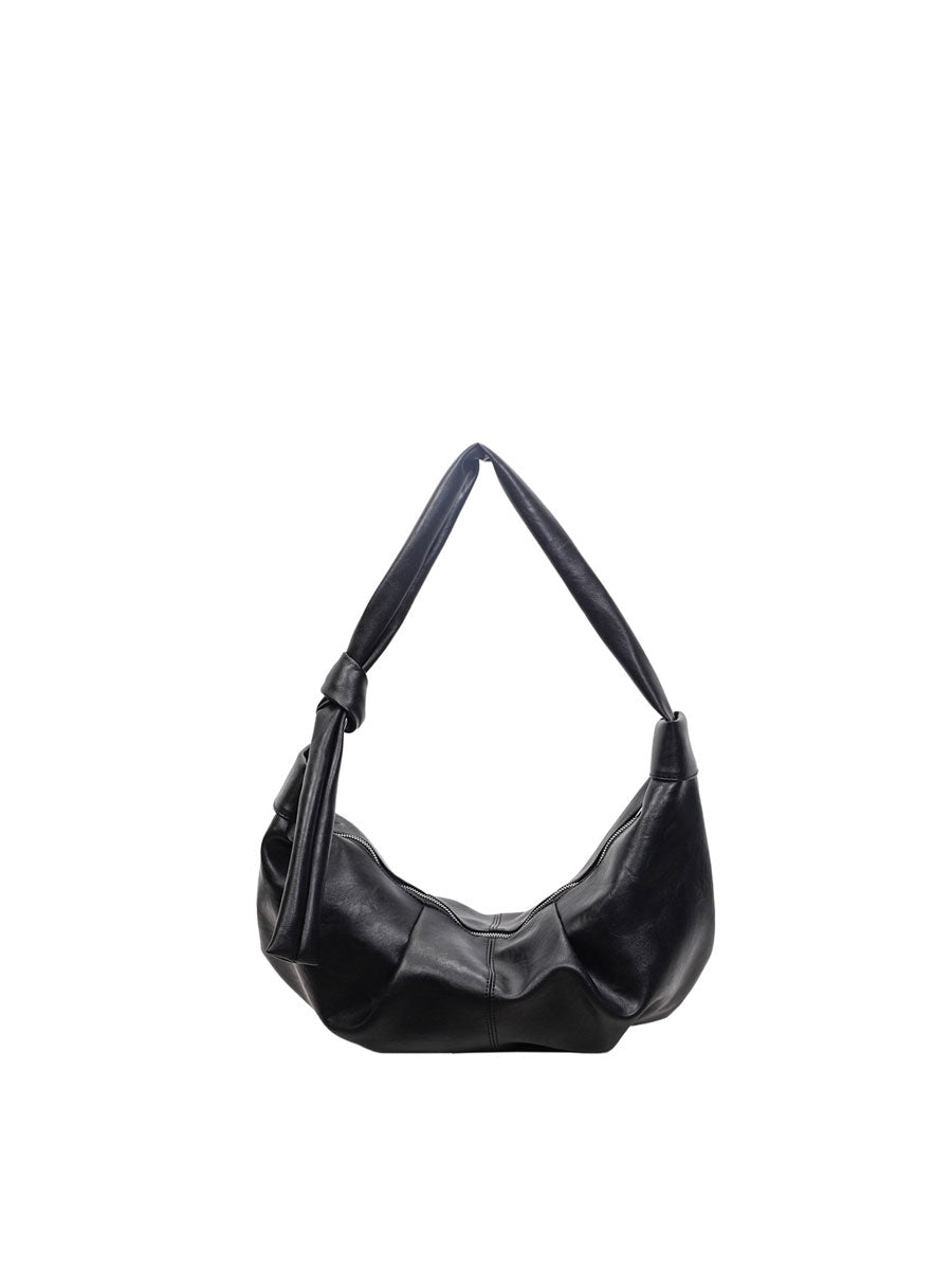 Soft Leather Hobo Shoulder Bag Coffee