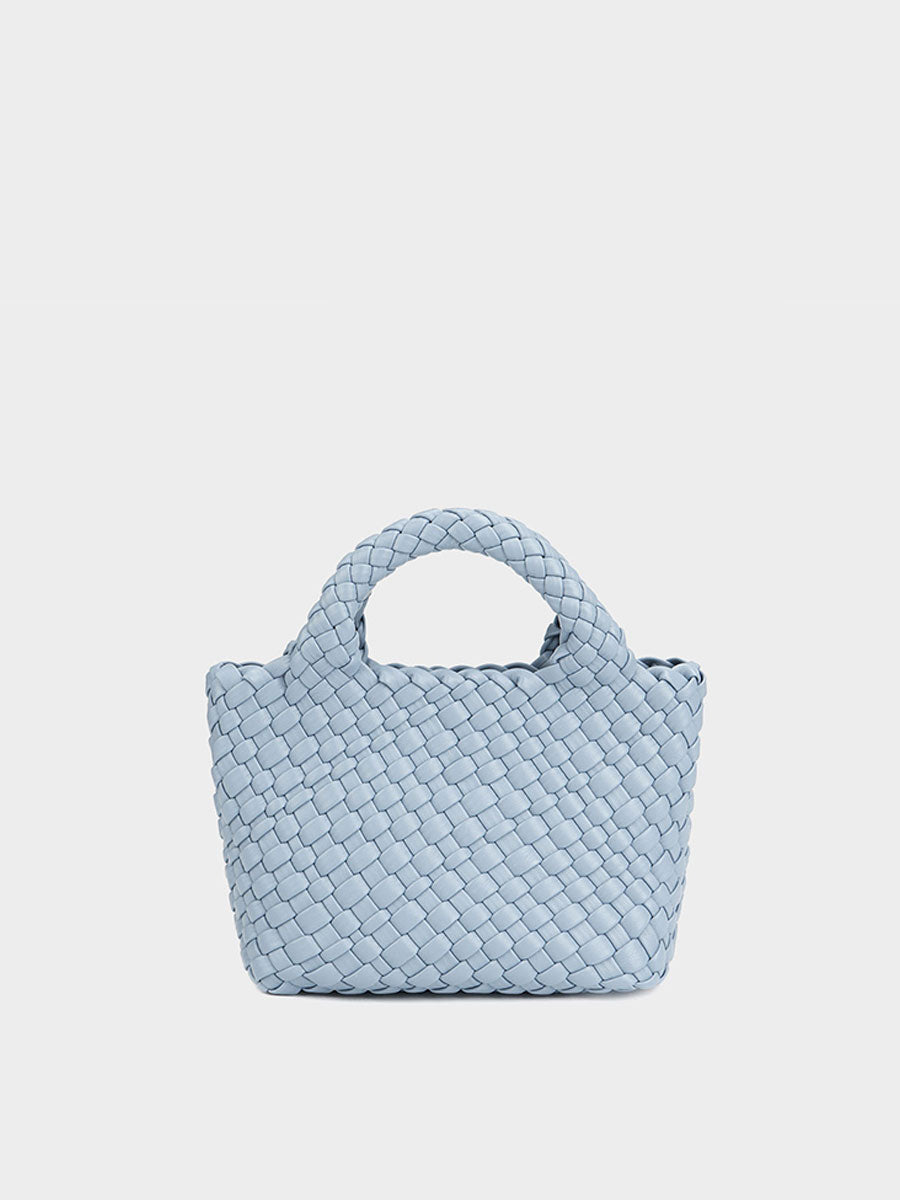 Genuine Leather Handmade Woven Bucket Tote Avocado Green