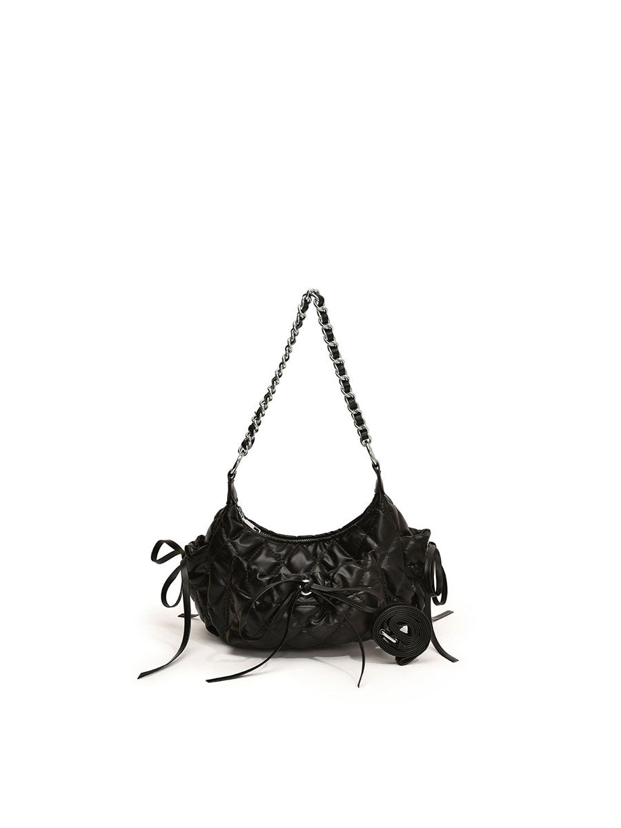Quilted Chain Shoulder Bag White