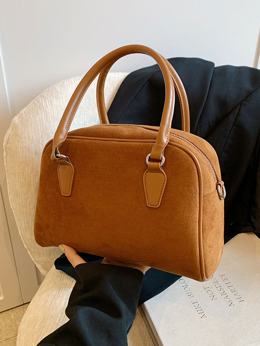 Winter Suede Boston Bag Leopard