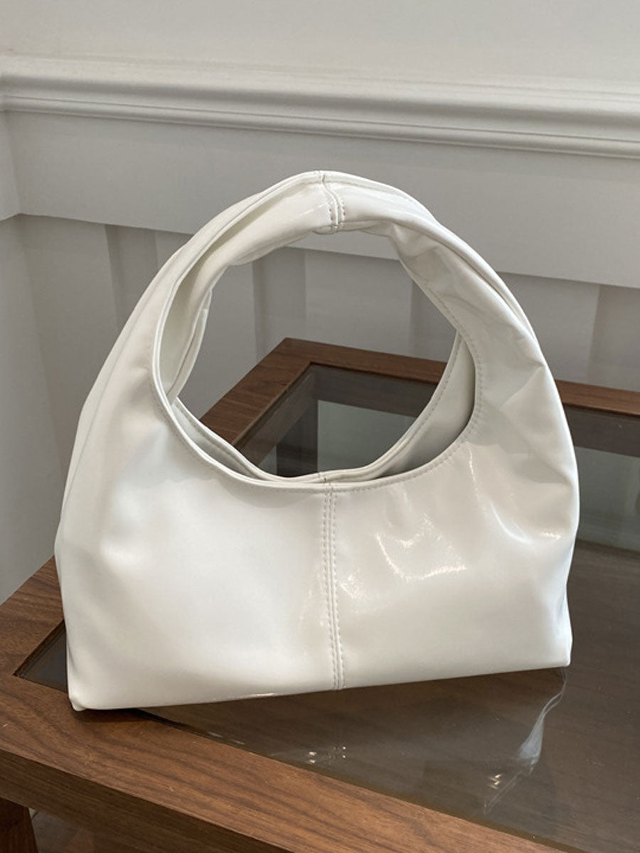 Small Soft Leather Crescent Hobo Bag Brown