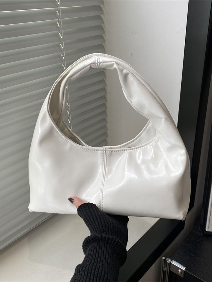 Small Soft Leather Crescent Hobo Bag Brown