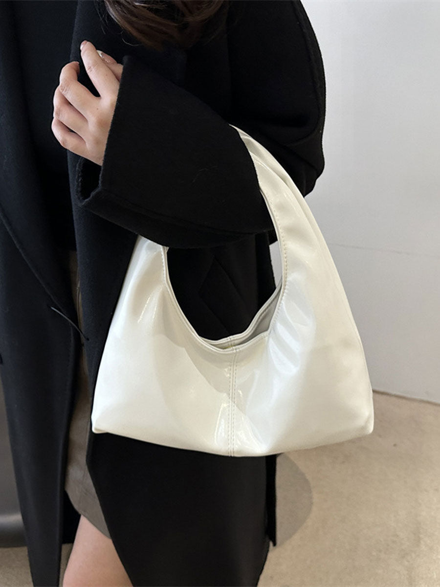 Small Soft Leather Crescent Hobo Bag Brown