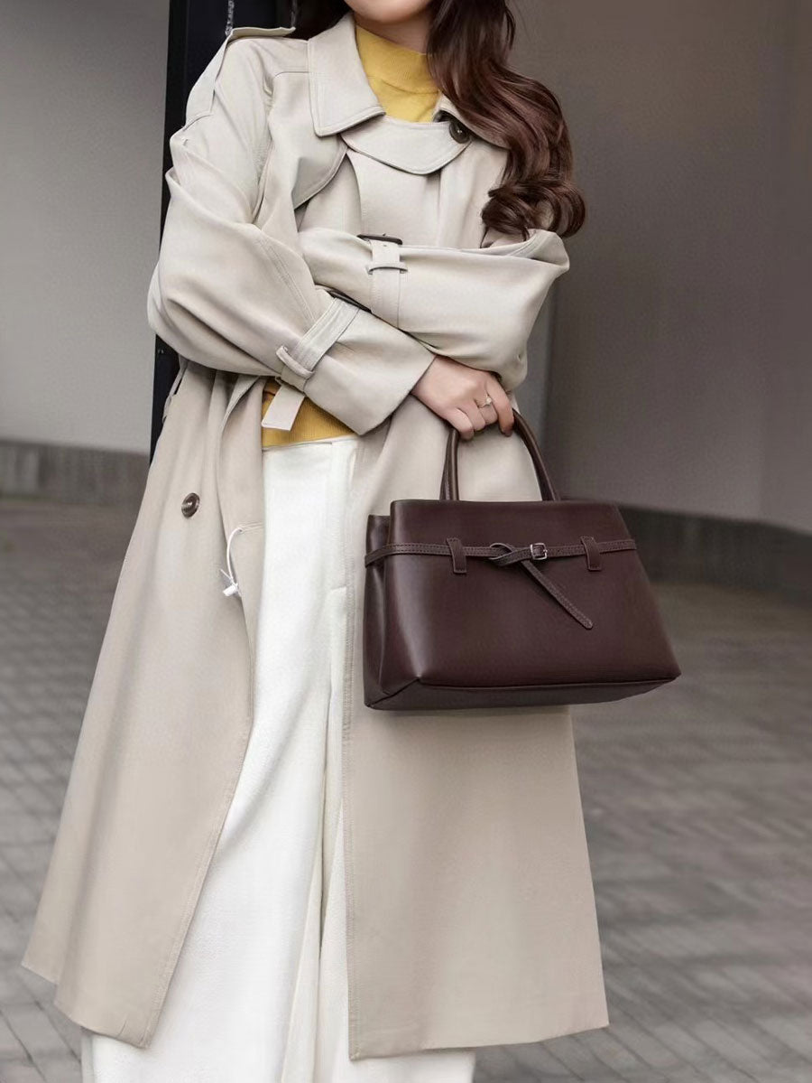 Vintage Suede Tote Bag With Strap Brown Leather