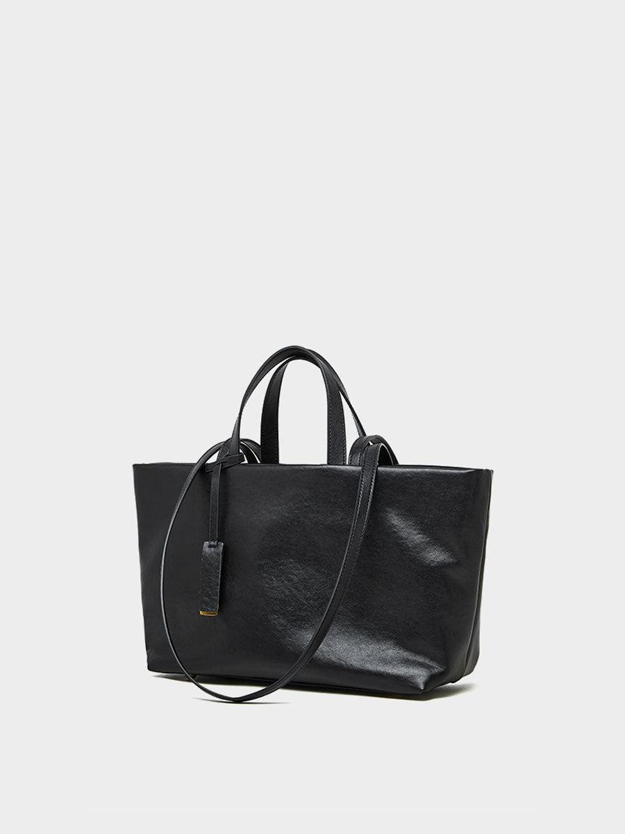 Oversize Genuine Leather Dual Handle Tote Bag Coffee