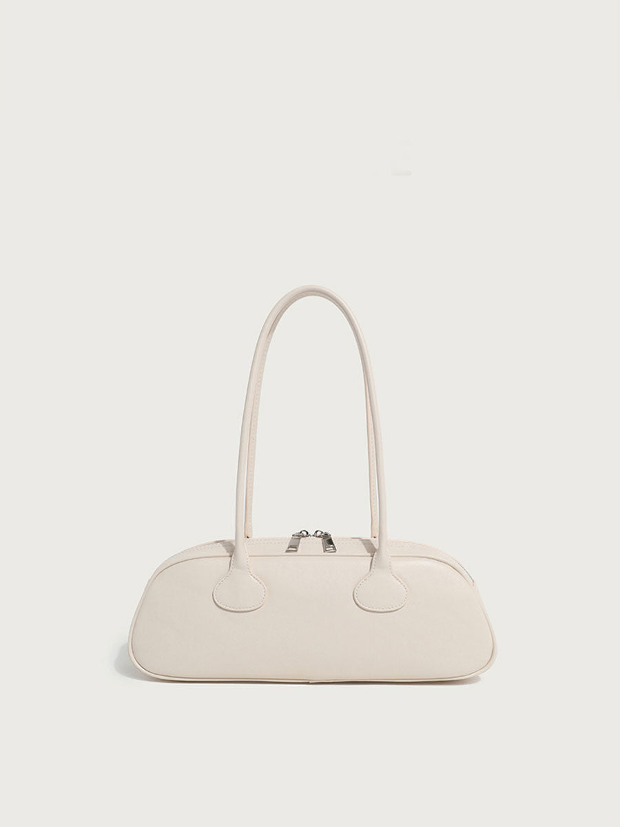 Real Leather Baguette Bag Shoulder Black