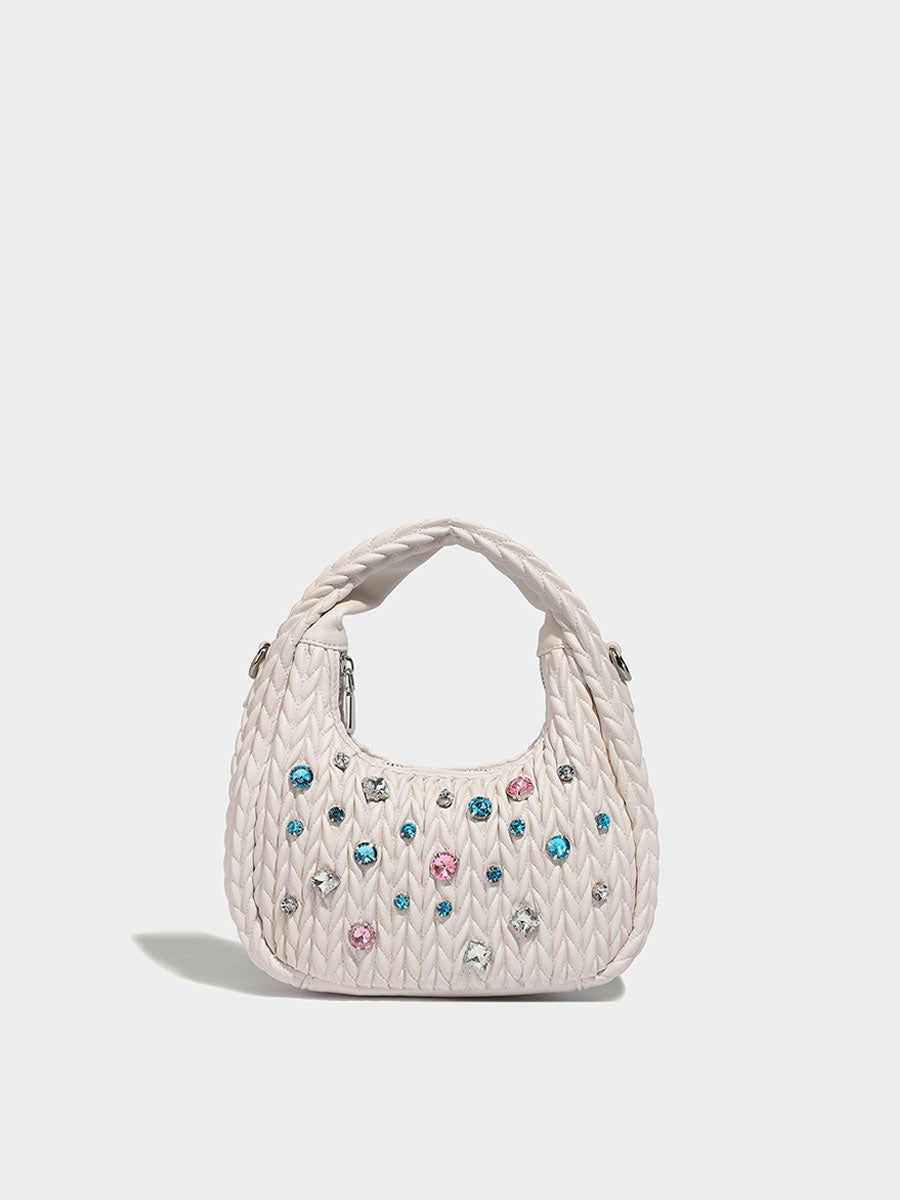 Unique Diamond-Accent Cloud Leather Bag