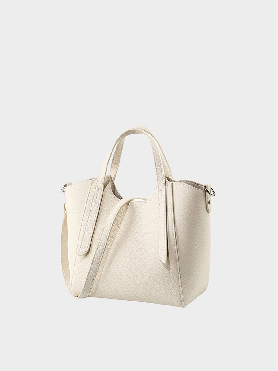 Genuine Leather Tote Bag White