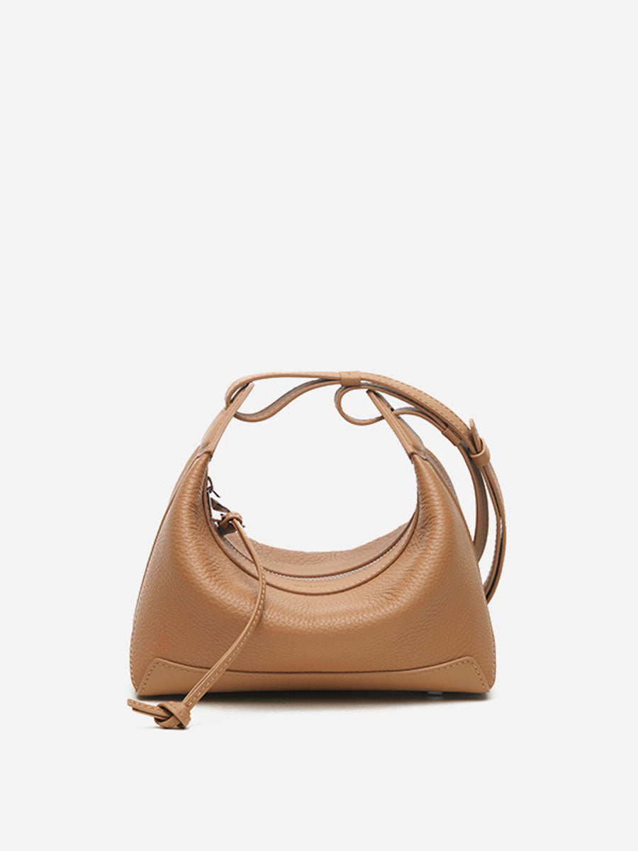 Genuine Leather Crescent Shoulder Bag White