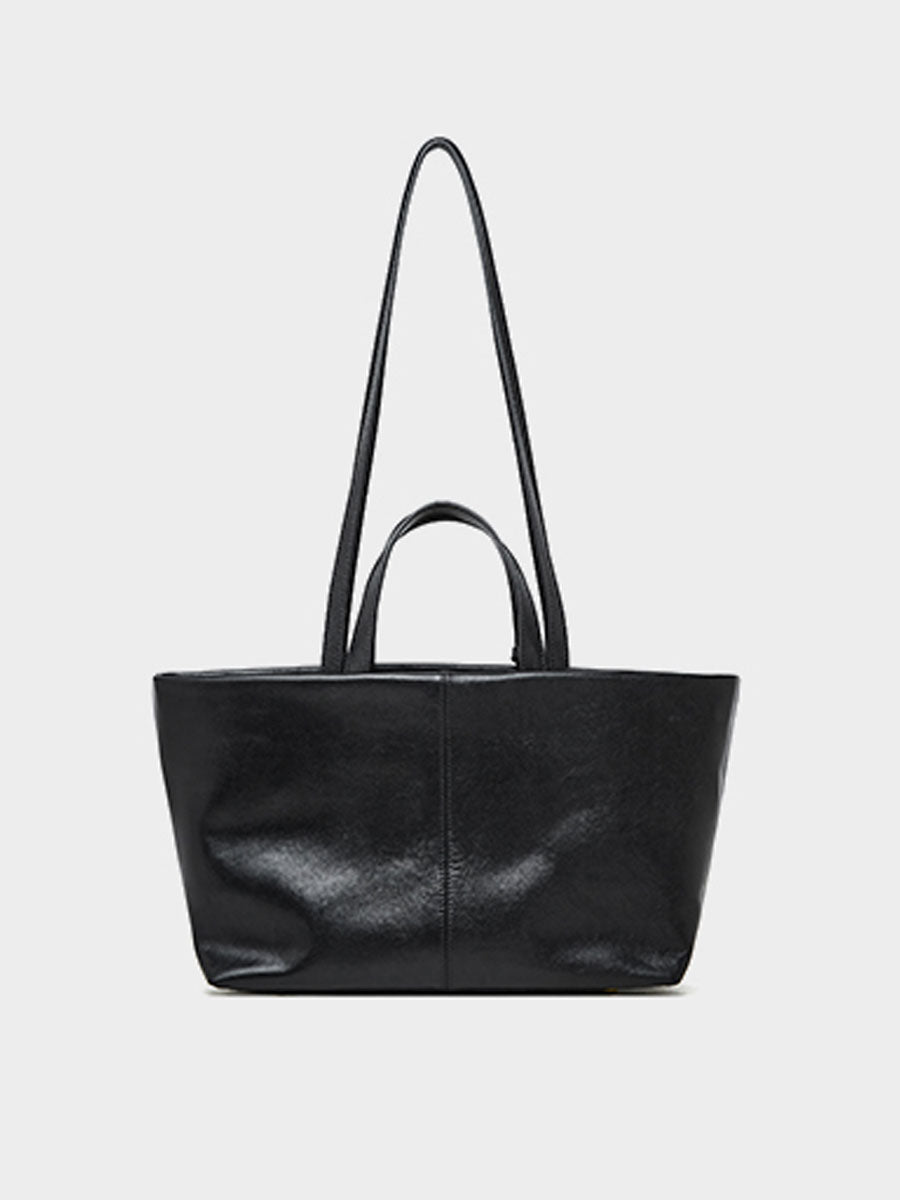 Oversize Genuine Leather Dual Handle Tote Bag Coffee