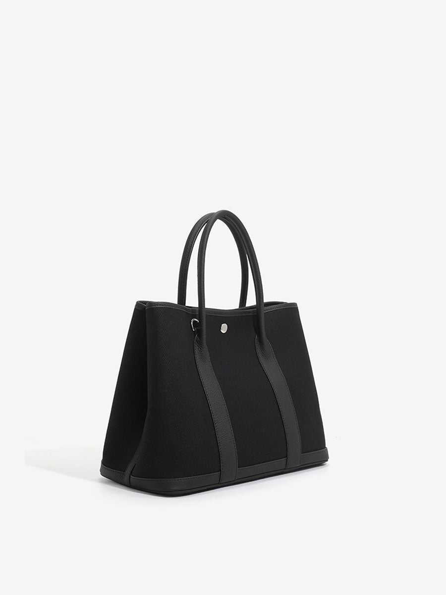 Minimalist Canvas Real Leather Tote Bag White
