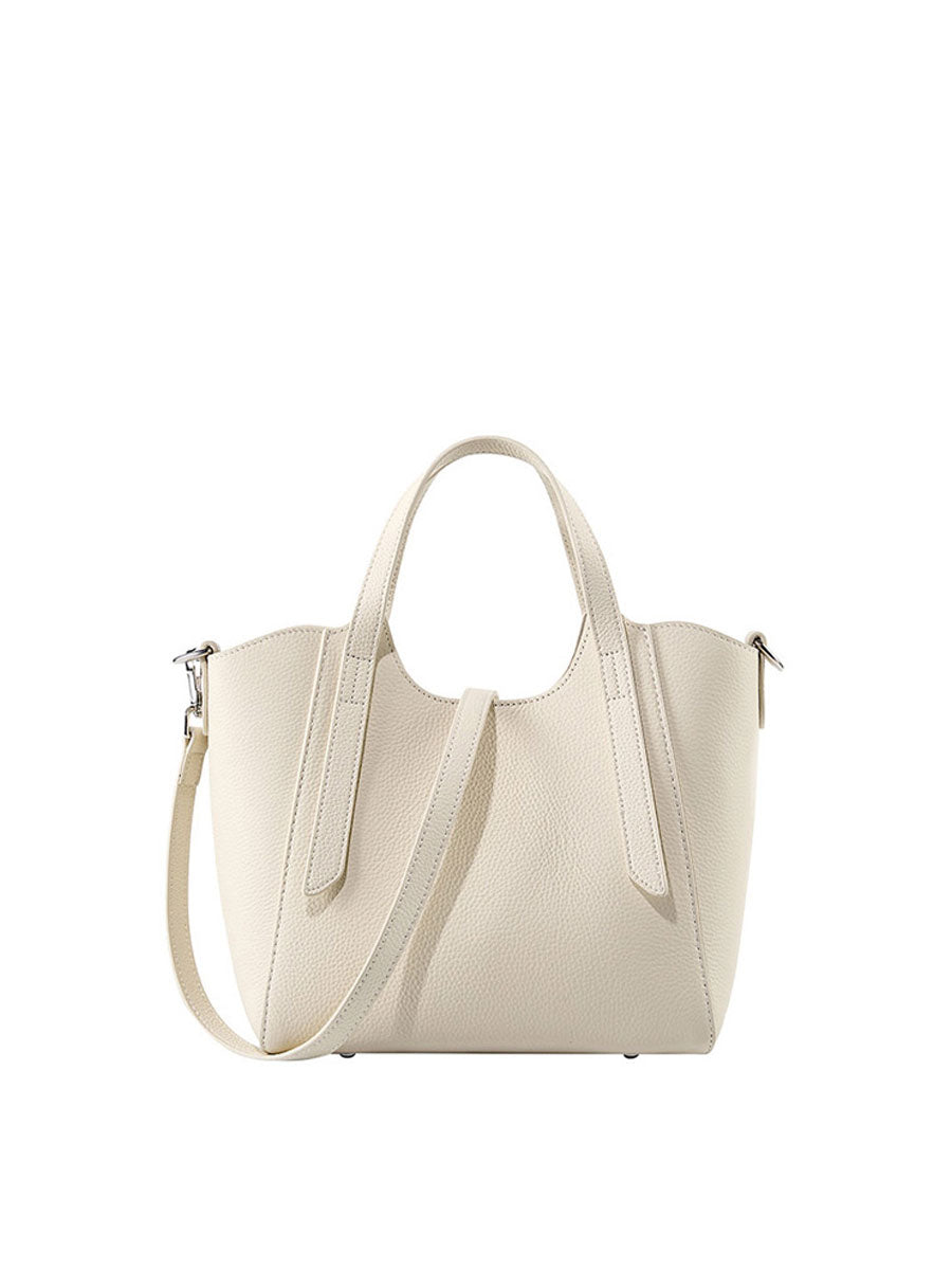Genuine Leather Tote Bag White