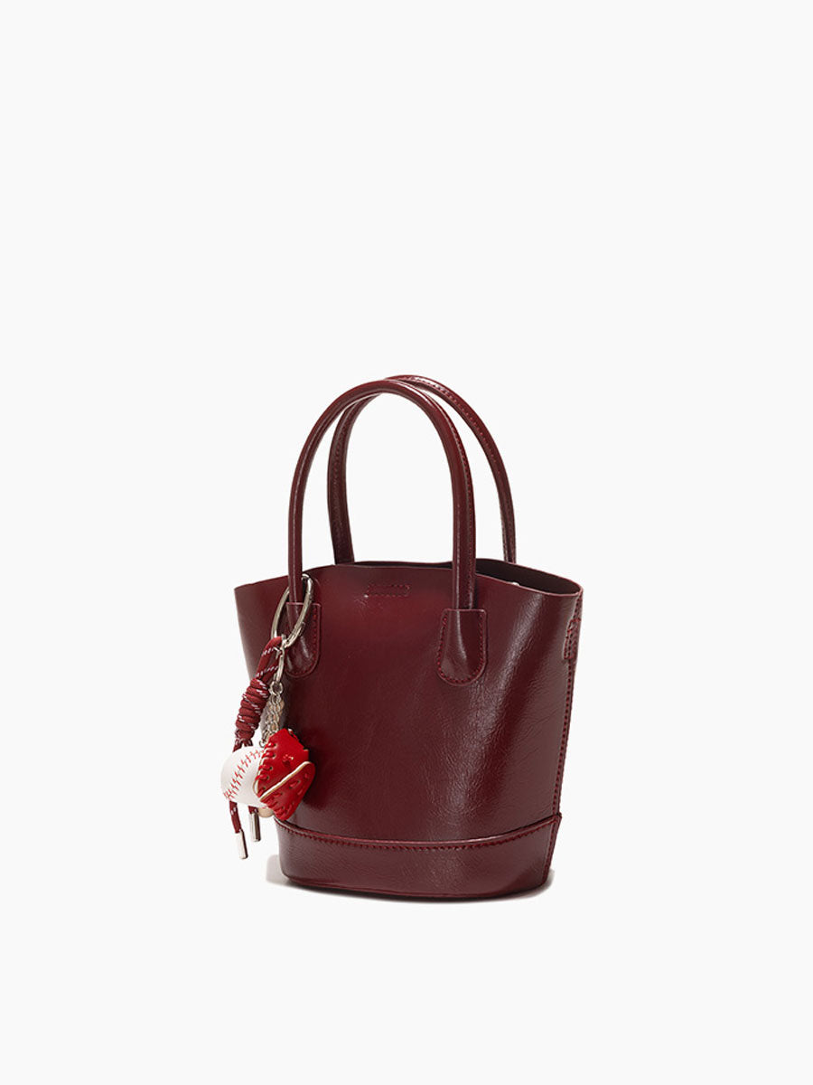 Genuine Patent Leather Bucket Bag Black