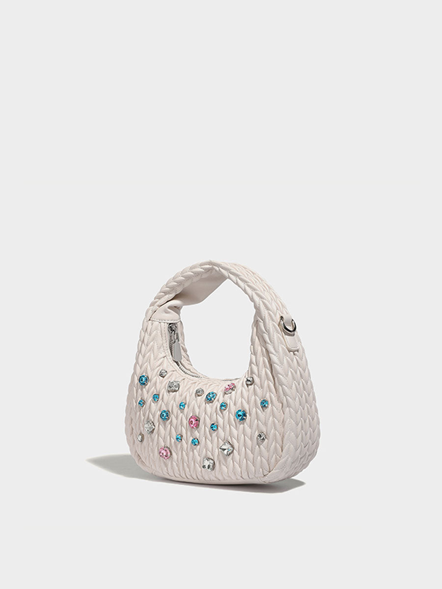 Unique Diamond-Accent Cloud Leather Bag