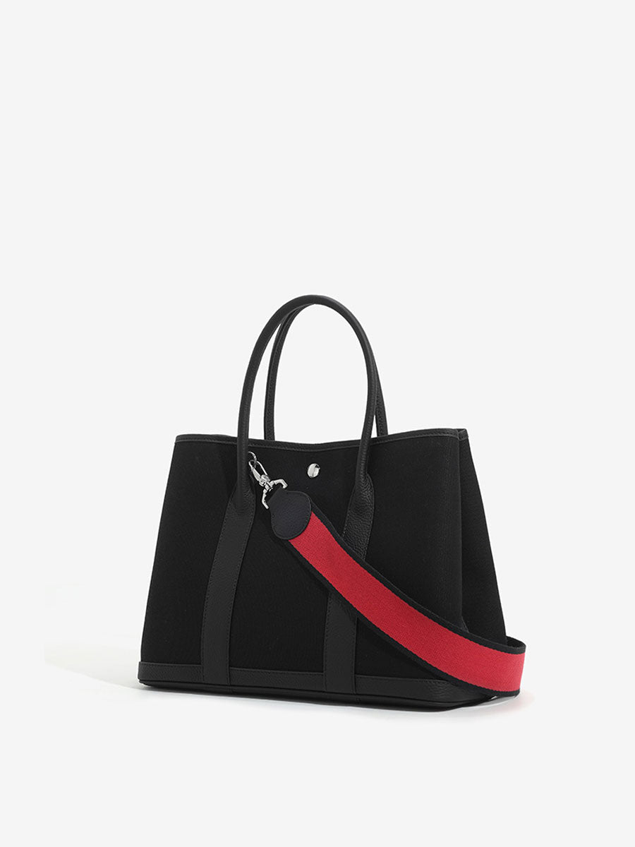 Minimalist Canvas Real Leather Tote Bag White