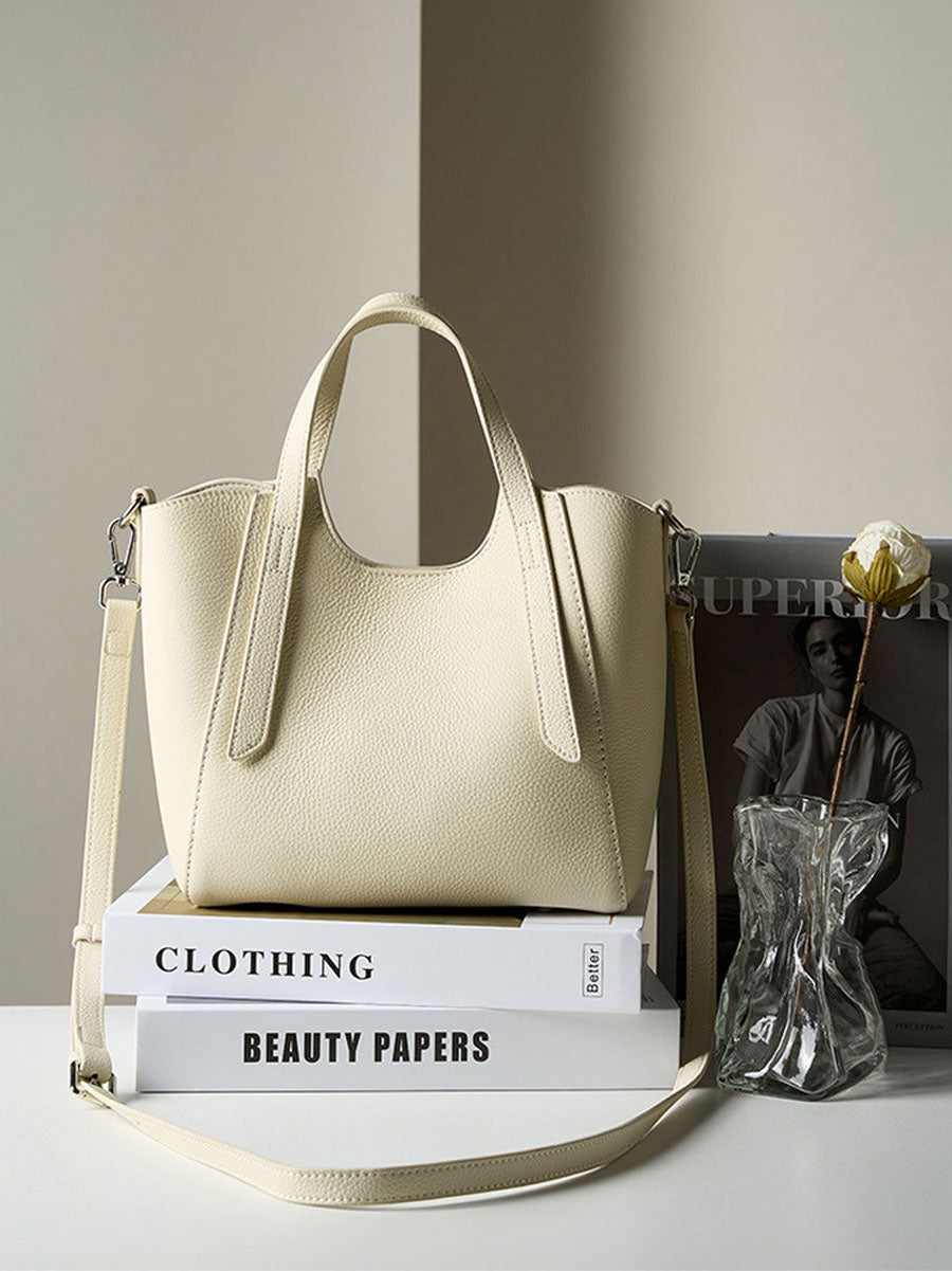 Genuine Leather Tote Bag White