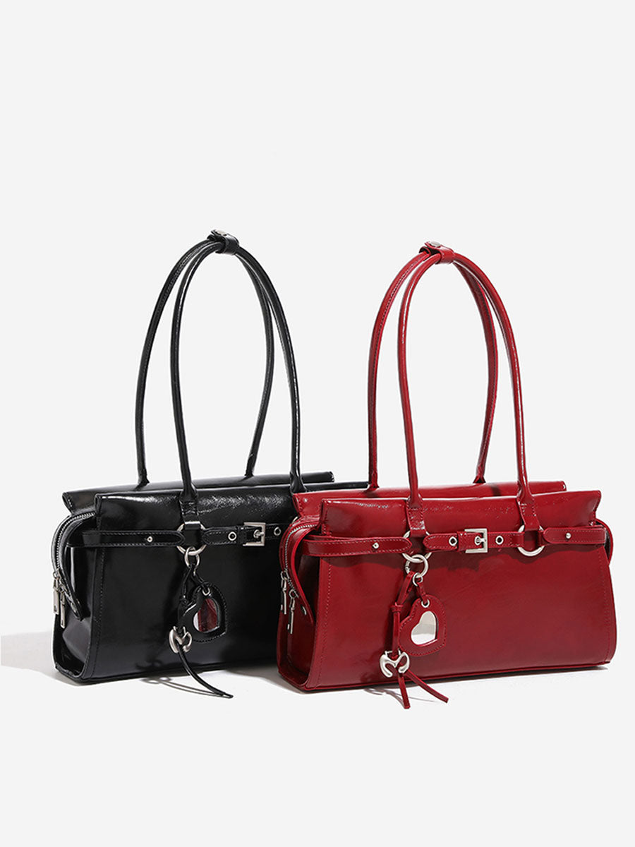 Patent Leather Red Shoulder Bag Red
