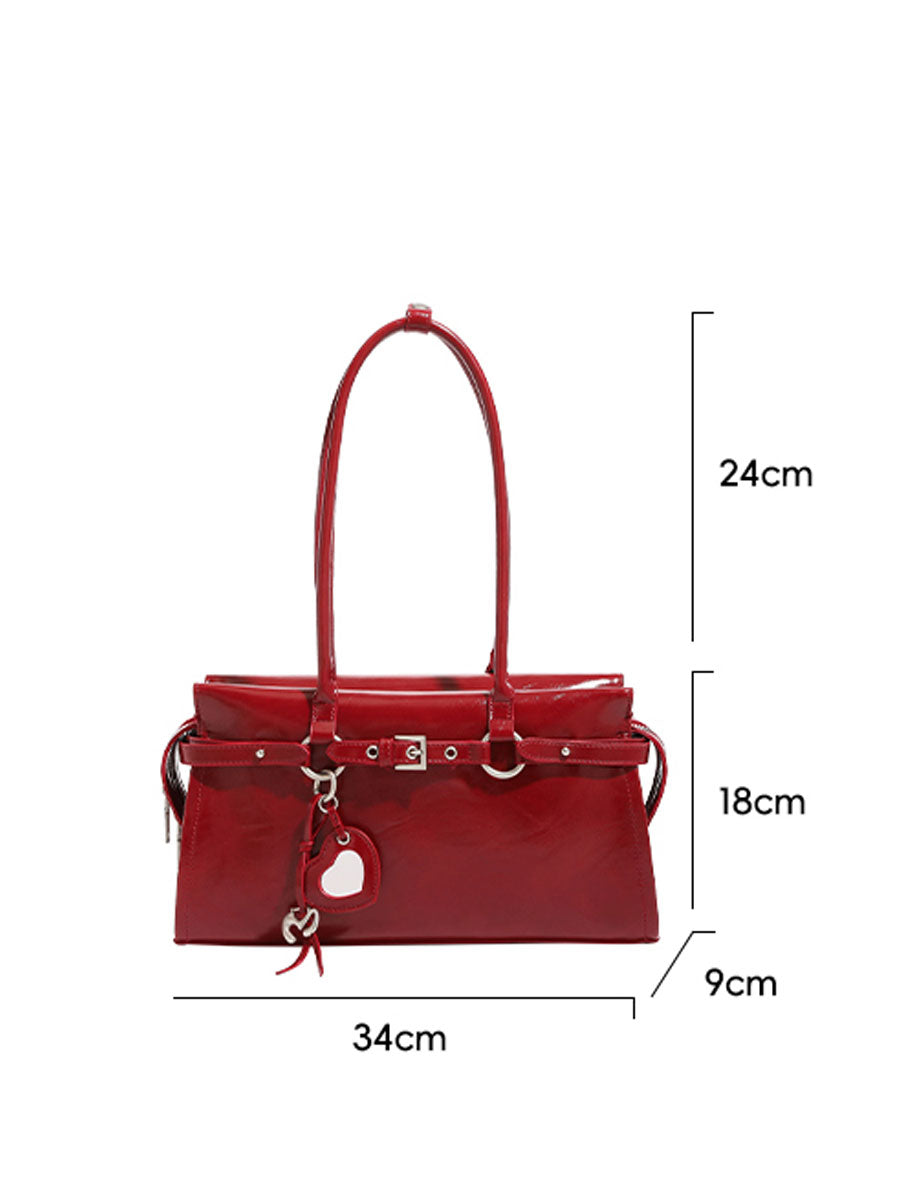 Patent Leather Red Shoulder Bag Red