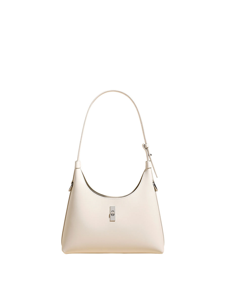 Genuine Leather Shoulder Bag White