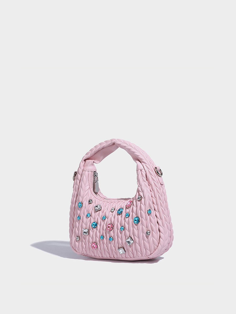 Unique Diamond-Accent Cloud Leather Bag
