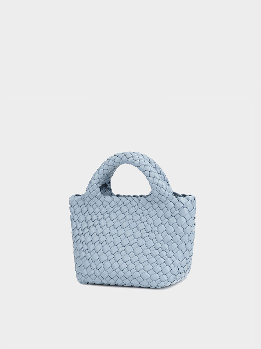 Genuine Leather Handmade Woven Bucket Tote Avocado Green