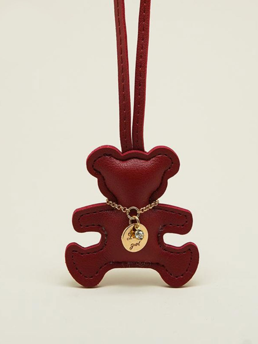 Cute Leather Bear Keychain Solid Color