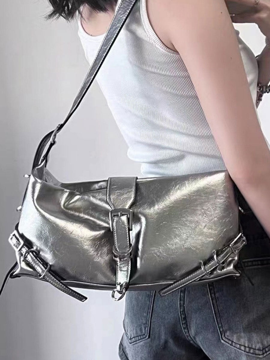 Small Bagutte Shoulder Bag Silver