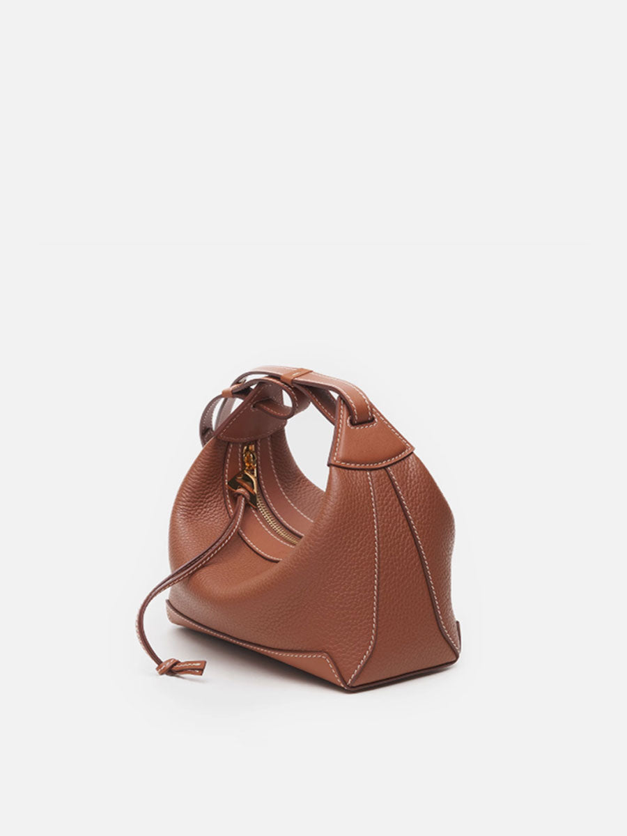 Genuine Leather Crescent Shoulder Bag White