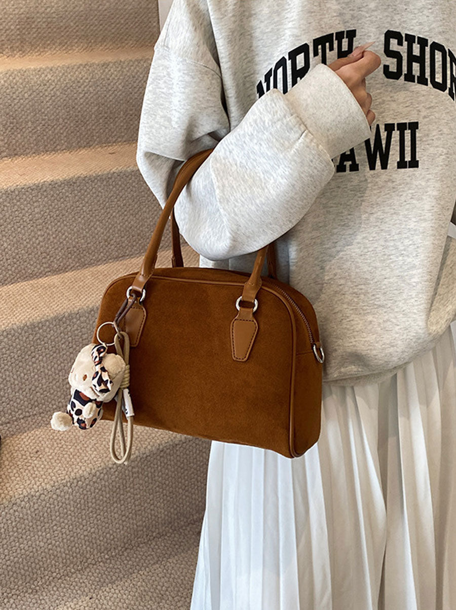 Winter Suede Boston Bag Leopard