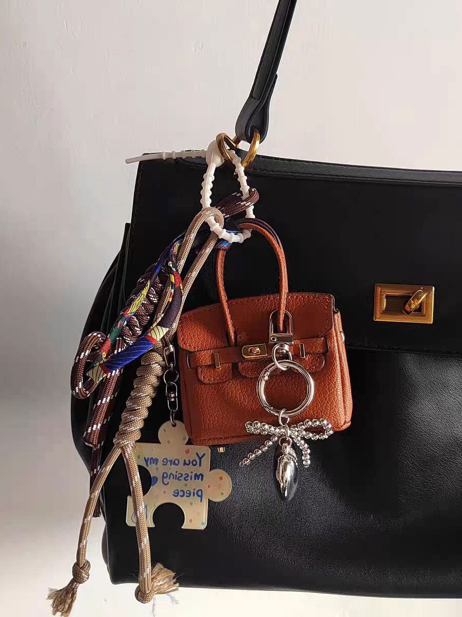 Mini Bag Charm with Rope Tassels