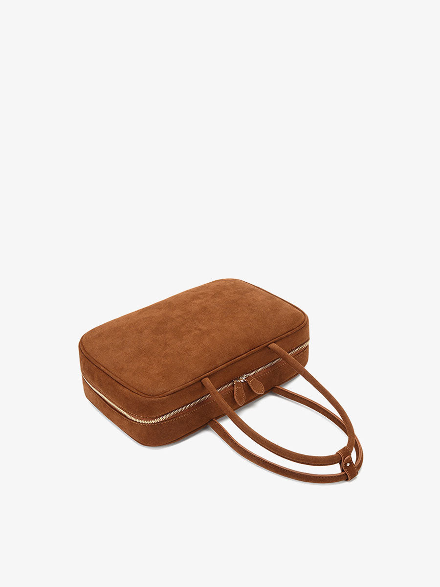 Vintage Suede Briefcase Tote Bag Brown