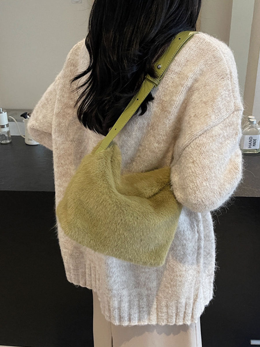 Trendy Plush Shoulder Crossbody Bag Green
