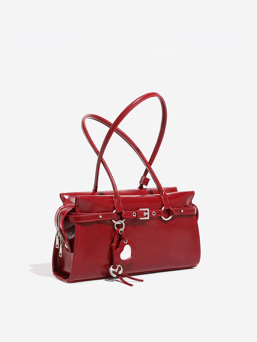 Patent Leather Red Shoulder Bag Red