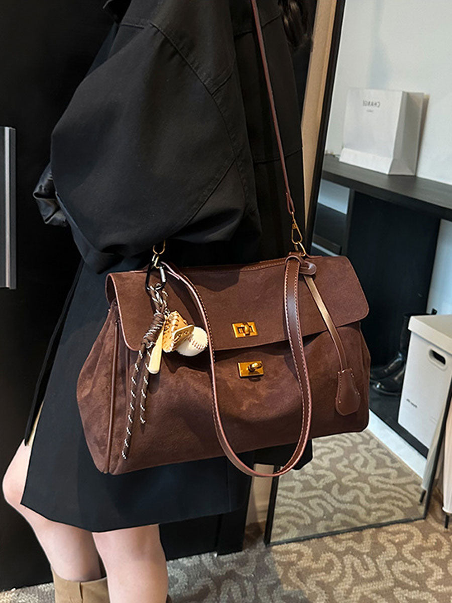 Vintage Suede Tote Bag Black
