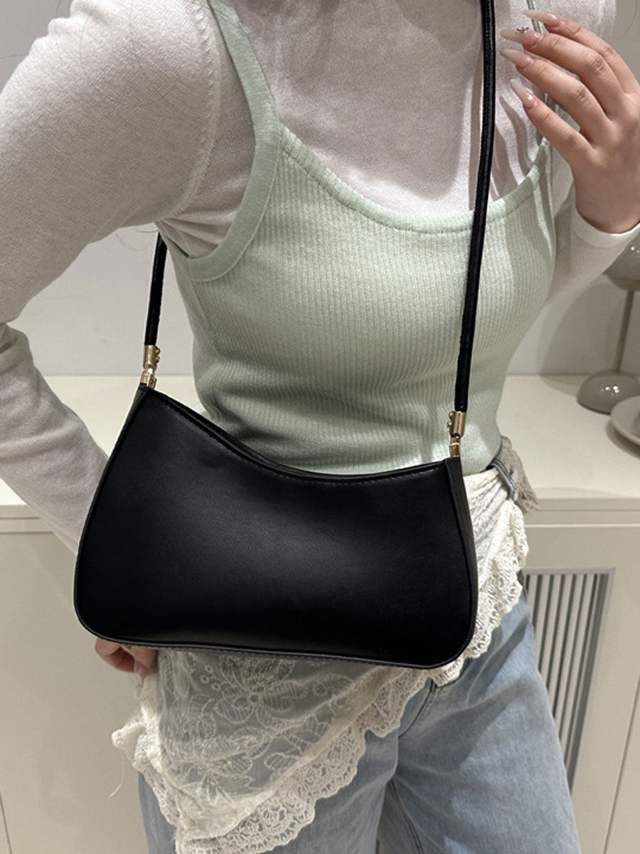 Elegant Half Moon Shoulder Bag Khaki