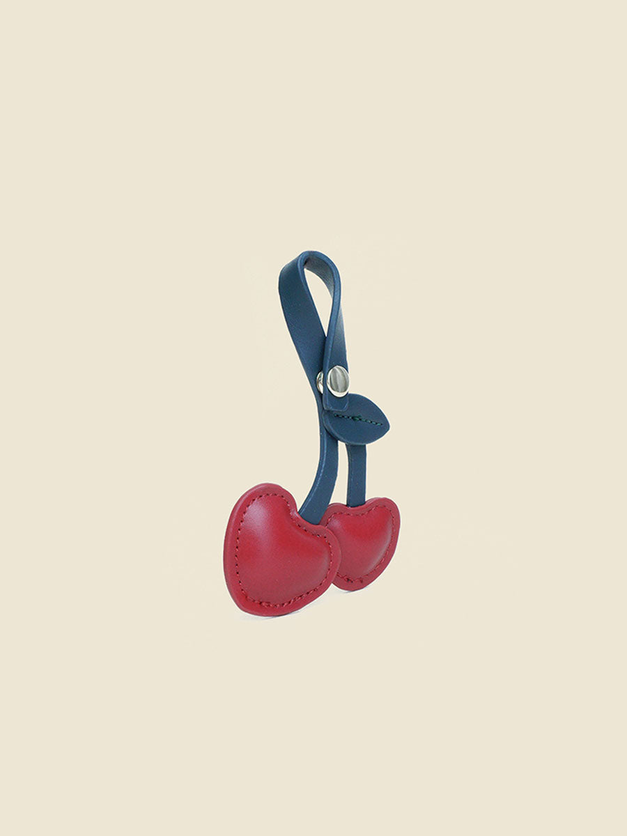Leather Cherry Bag Charm Keychain