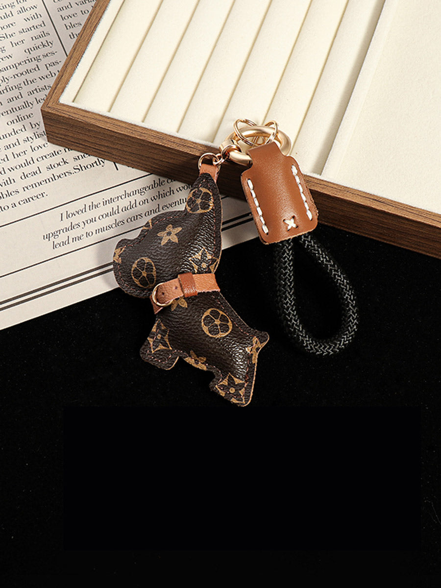 Luxury Leather French Bulldog Keychain