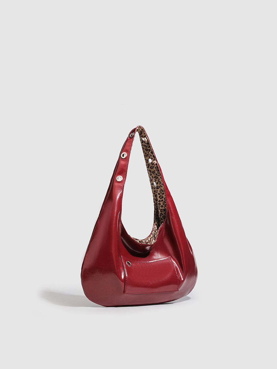 Red Patent Leather Shoulder Tote Bag Red