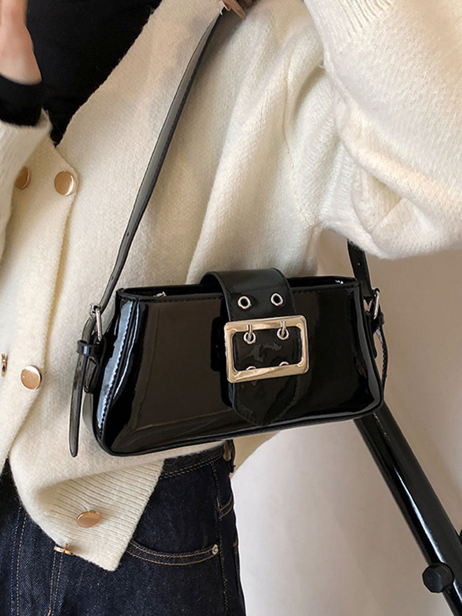 Patent Leather Shoulder Bag White