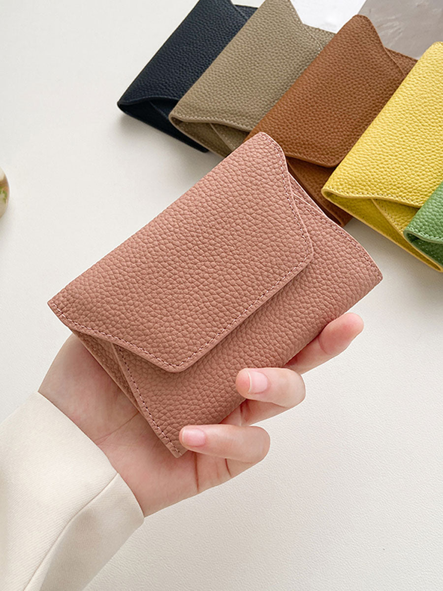 Soft Genuine Leather Short Wallet Black