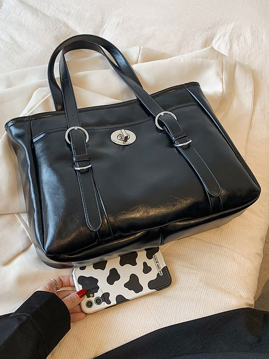British Vintage Messenger Shoulder Bag Black