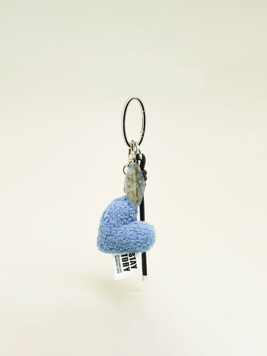 Pink Fuzzy Heart Keychain