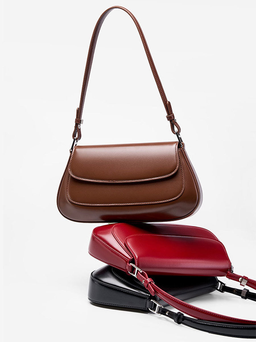 Fashion Patent Leather Saddle Bag Red