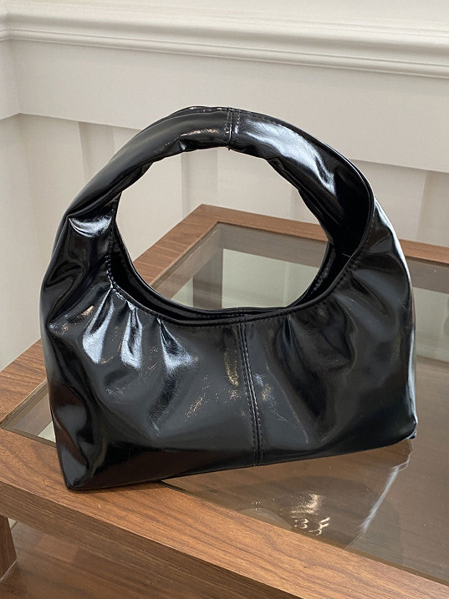 Small Soft Leather Crescent Hobo Bag Brown