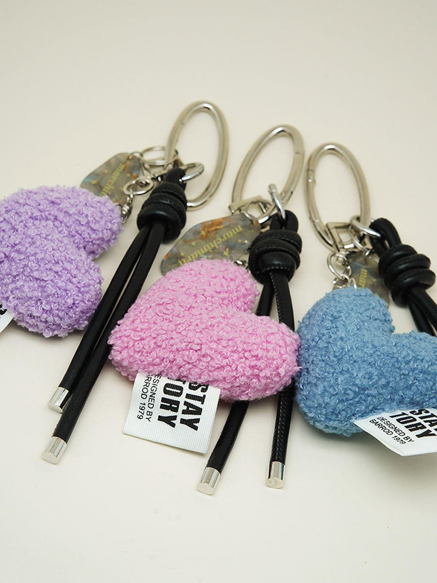 Pink Fuzzy Heart Keychain