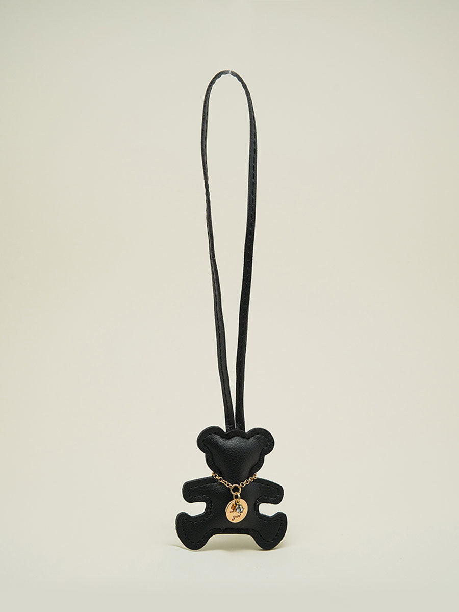 Cute Leather Bear Keychain Solid Color