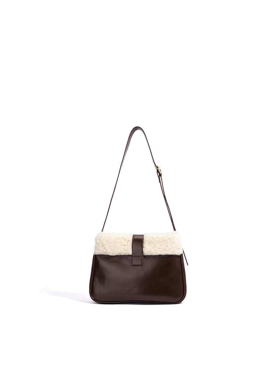 Chic Plush Shearling Tote Purse Black