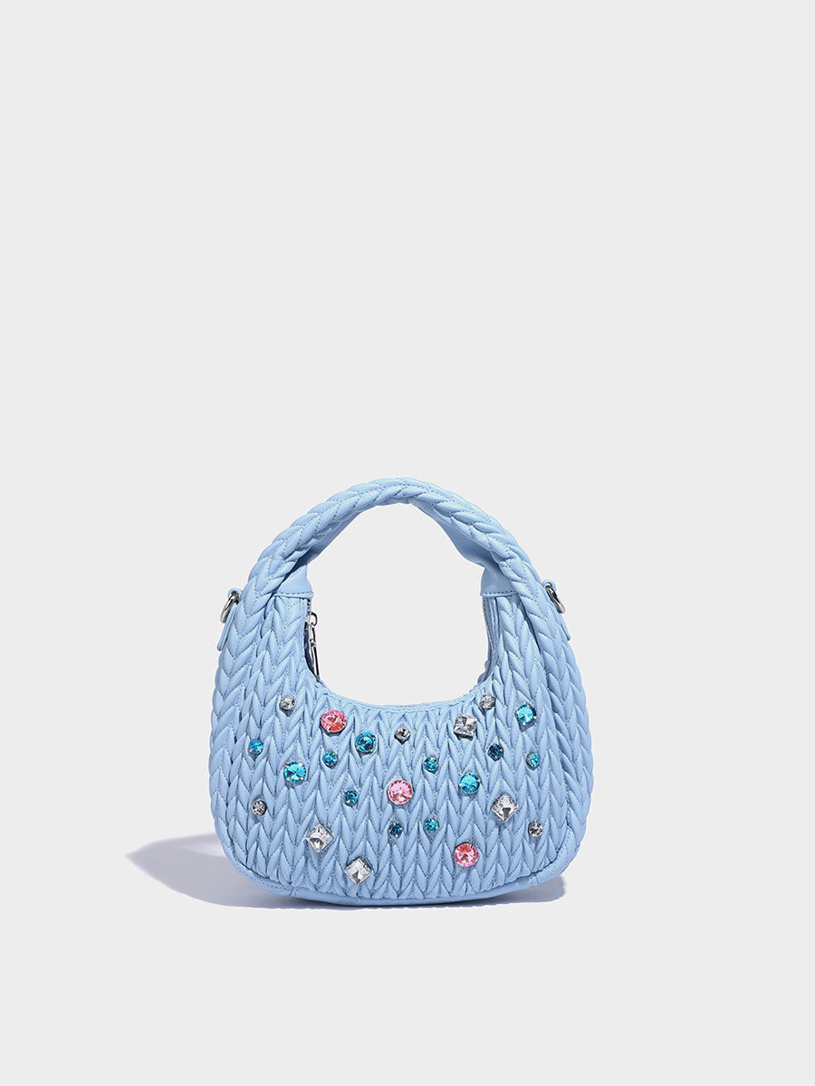 Unique Diamond-Accent Cloud Leather Bag